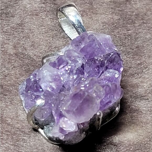 Purple Amethyst Cluster Pendant - Picture 2 of 11